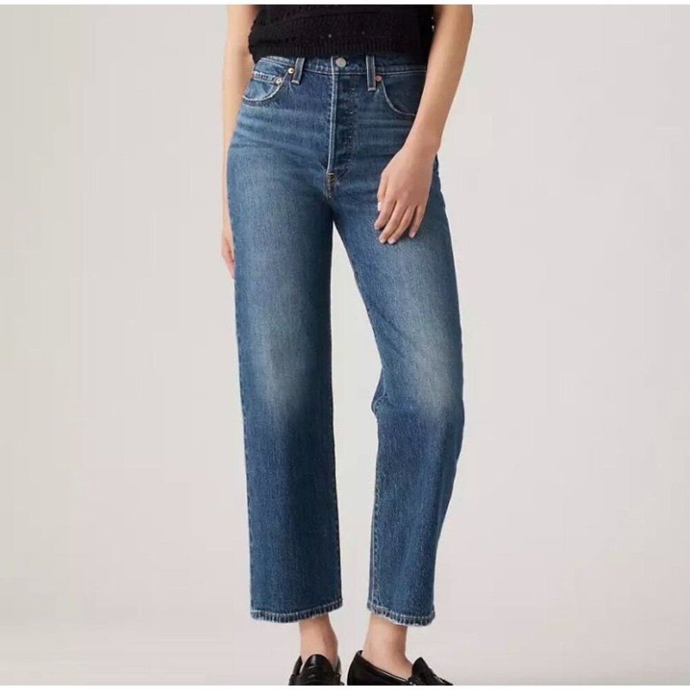 Levi's Ribcage Straight Jeans Indigo Blue Women 26 HR Denim Retro Classic Ankle
